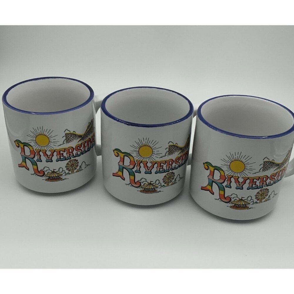 Set Of 3 Vintage Riverside Amusement Park Mugs